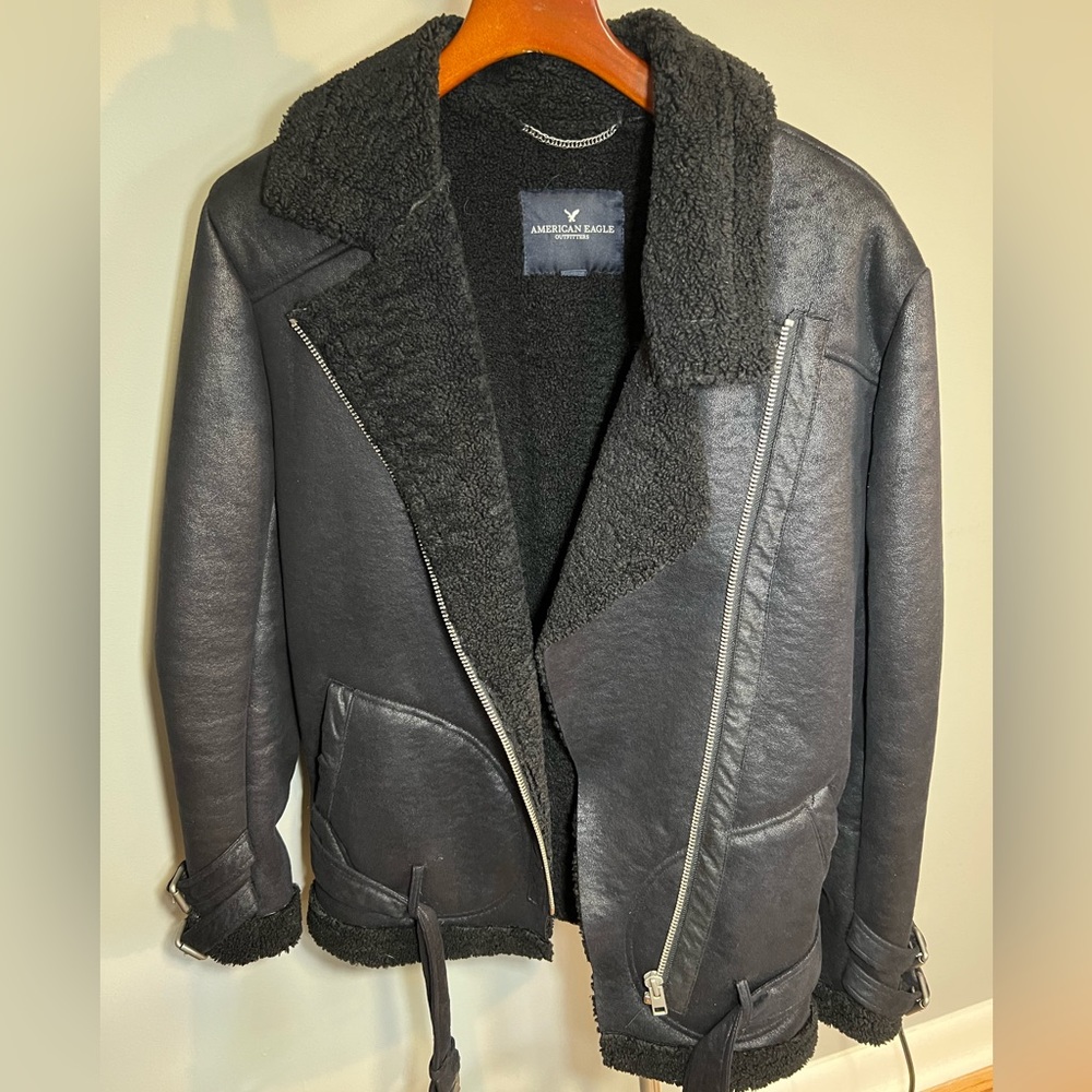 Black shearling lined jacket